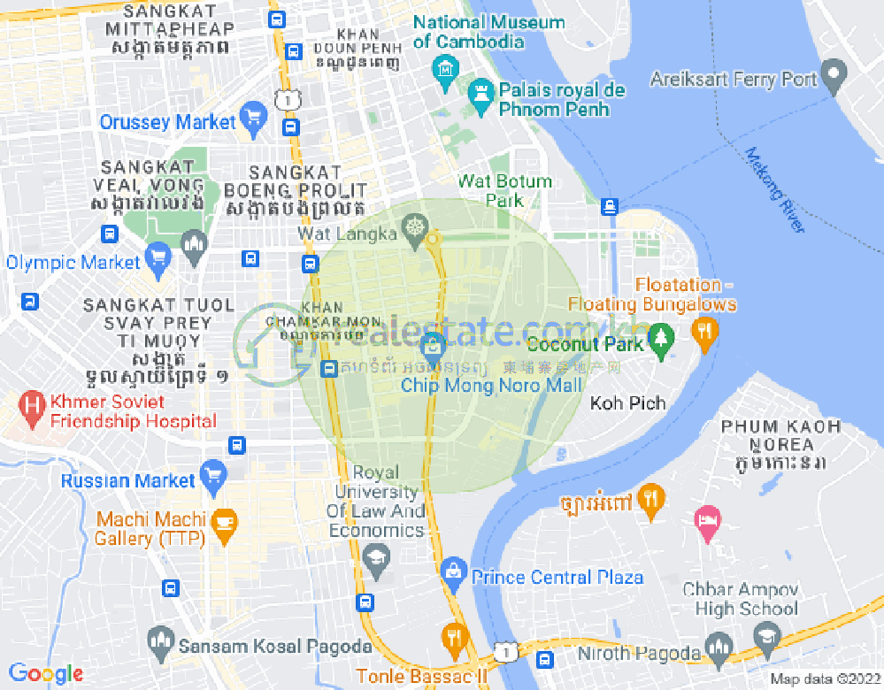 万景岗1分区（BKK1), 波哥堪, 金边地图