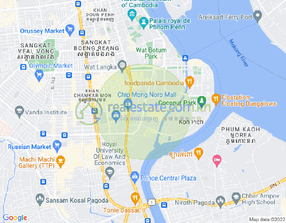 Mapa: Tonle Bassac, Chamkarmon, Phnom Penh