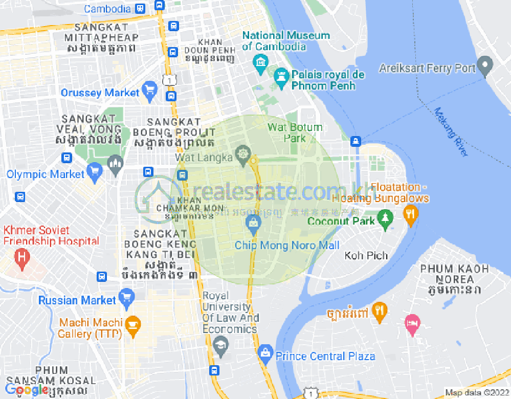 Mapa: BKK 1, Boeng Keng Kang, Phnom Penh