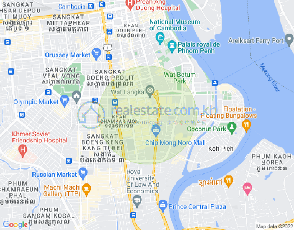 BKK 1, ボンケンコン, プノンペンの地図