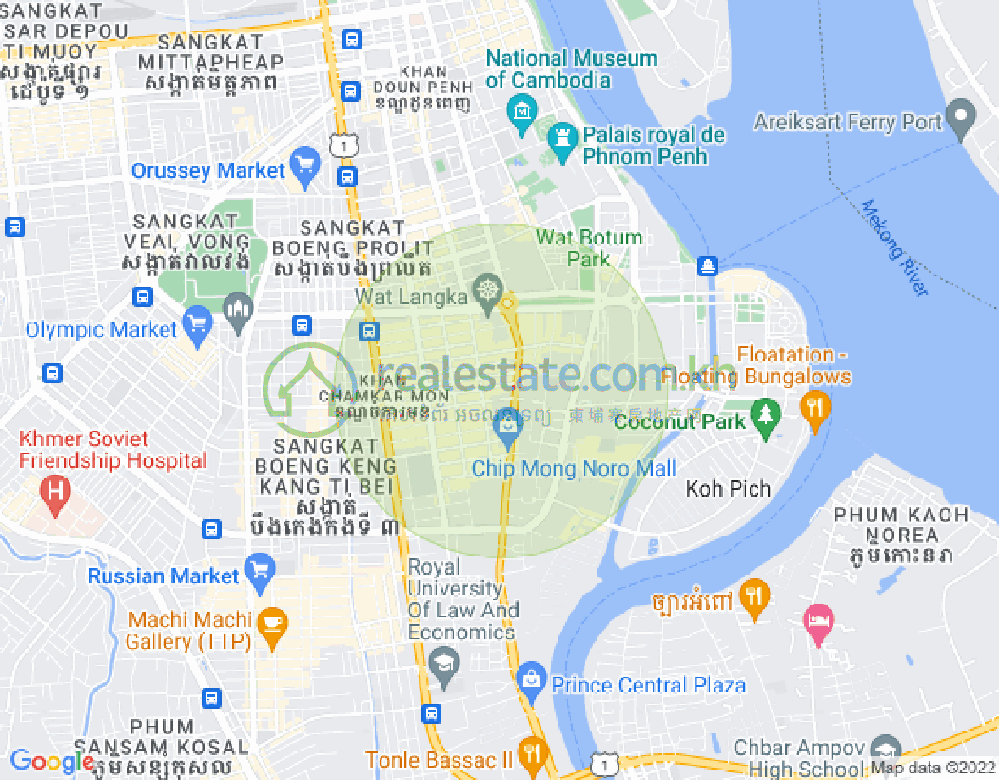 万景岗1分区（BKK1), 波哥堪, 金边地图