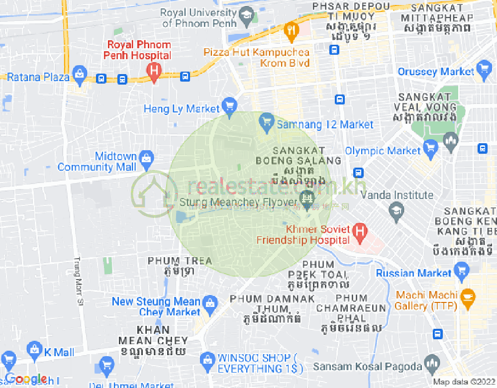 Mapa: Khmuonh, Sen Sok, Phnom Penh