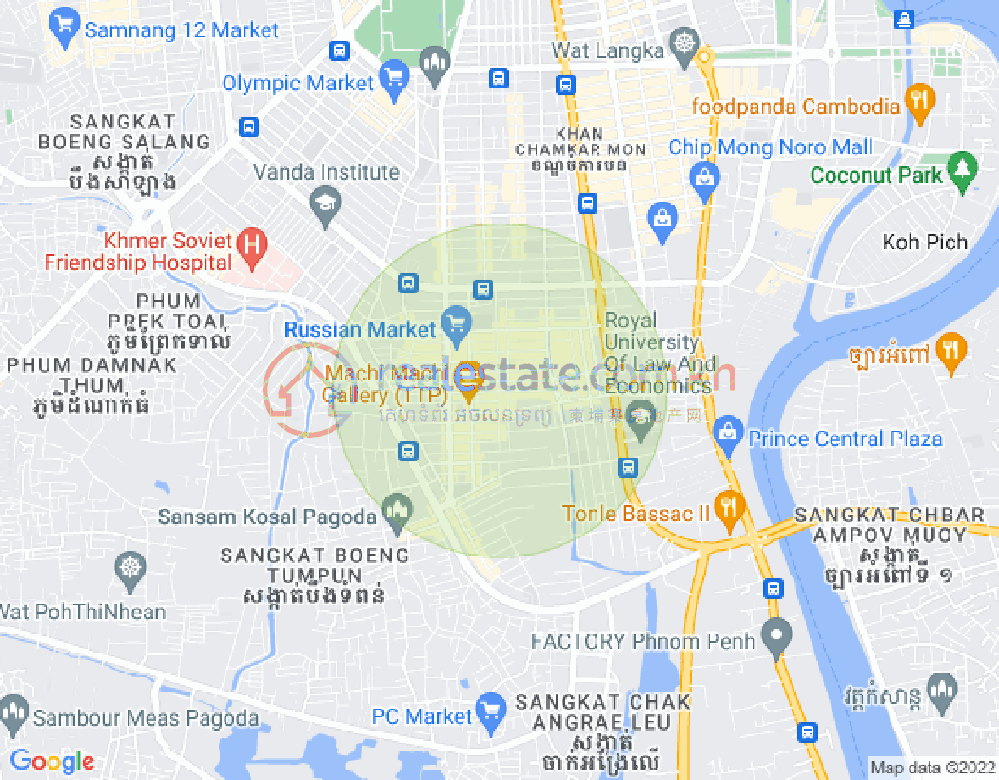 Map of Toul Tum Poung 1, Chamkarmon, Phnom Penh