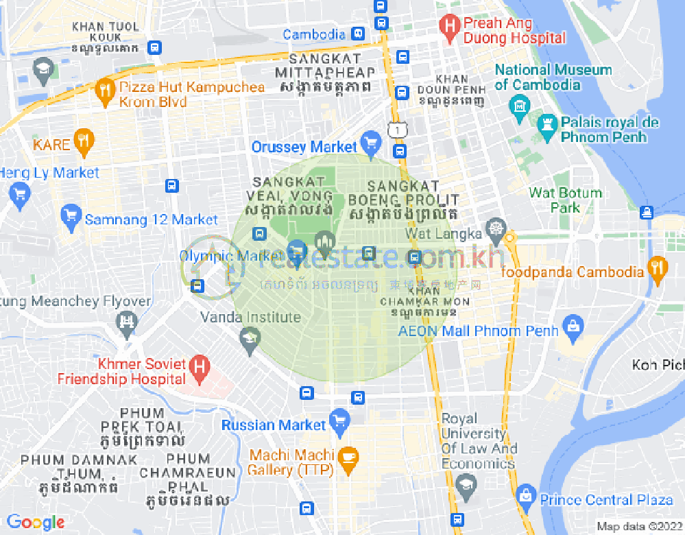 オリンピック, ボンケンコン, プノンペンの地図