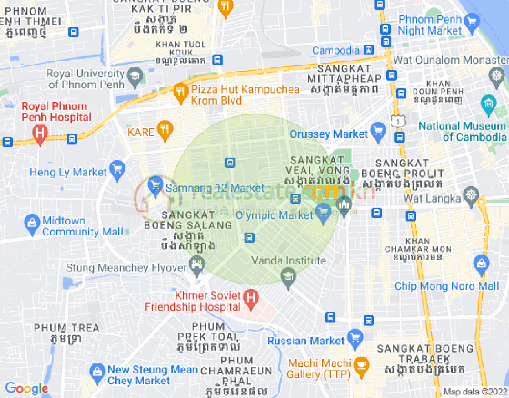 ブン・カック1, トゥールコーク, プノンペンの地図