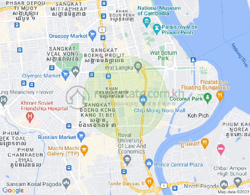 Mapa: BKK 1, Boeng Keng Kang, Phnom Penh
