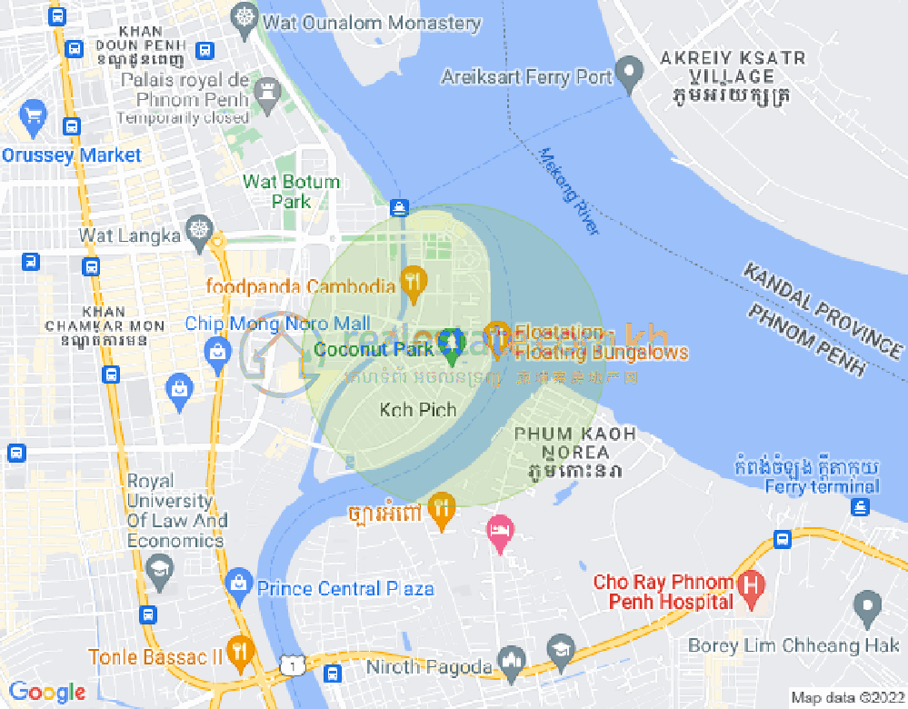 Map of Tonle Bassac, Chamkarmon, Phnom Penh