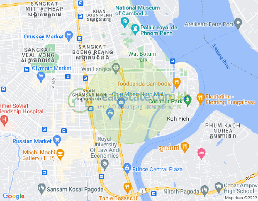 Carte de Chakto Mukh, Daun Penh, Phnom Penh