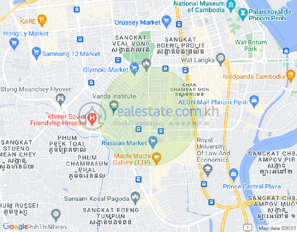 万景岗3分区（BKK3), 波哥堪, 金边地图