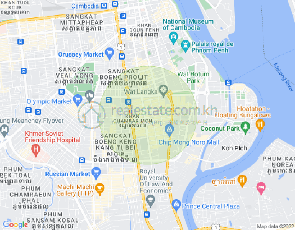 BKK 1, ボンケンコン, プノンペンの地図