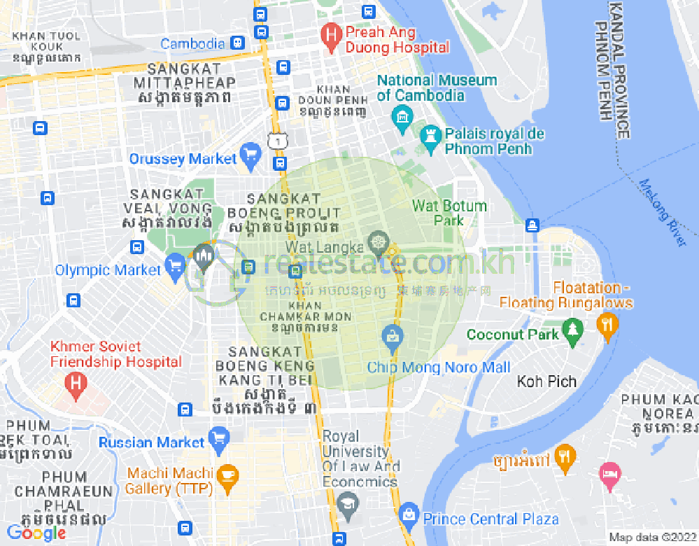 BKK 1, ボンケンコン, プノンペンの地図