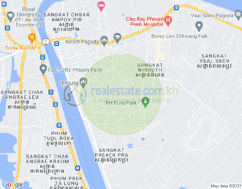 Mapa: Preaek Aeng, Chbar Ampov, Phnom Penh