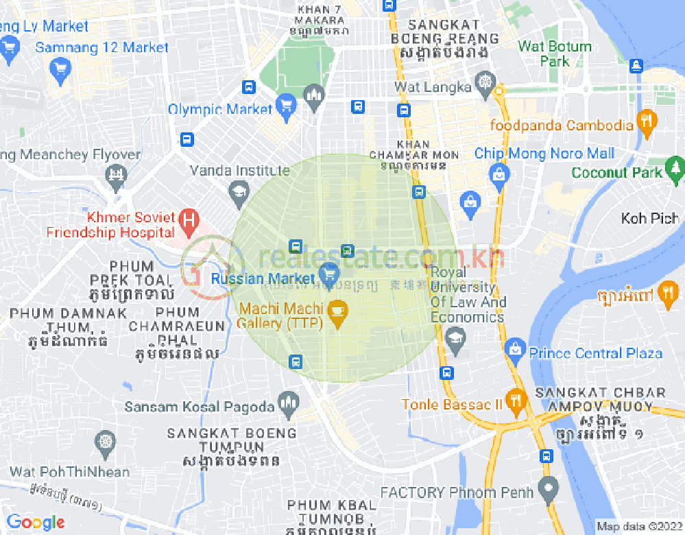 トゥールトンポン1, チャムカモン, プノンペンの地図