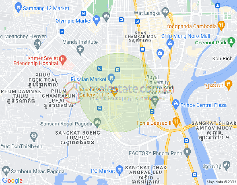 トゥールトンポン1, チャムカモン, プノンペンの地図