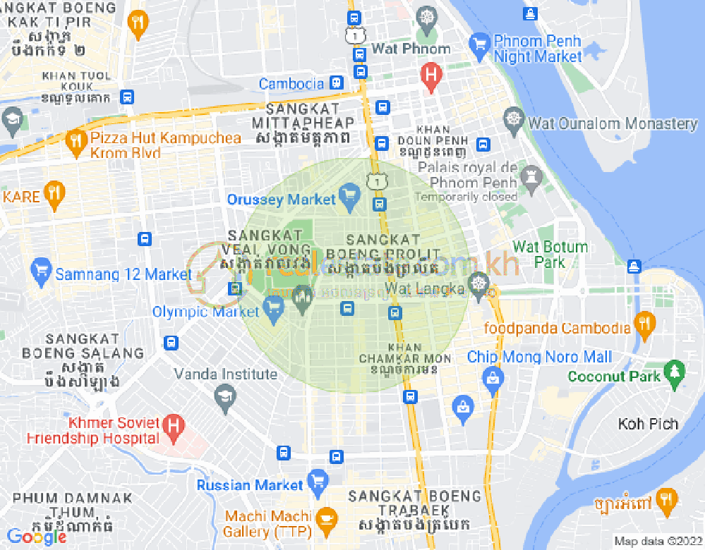 Mapa: Boeung Prolit, 7 Makara, Phnom Penh