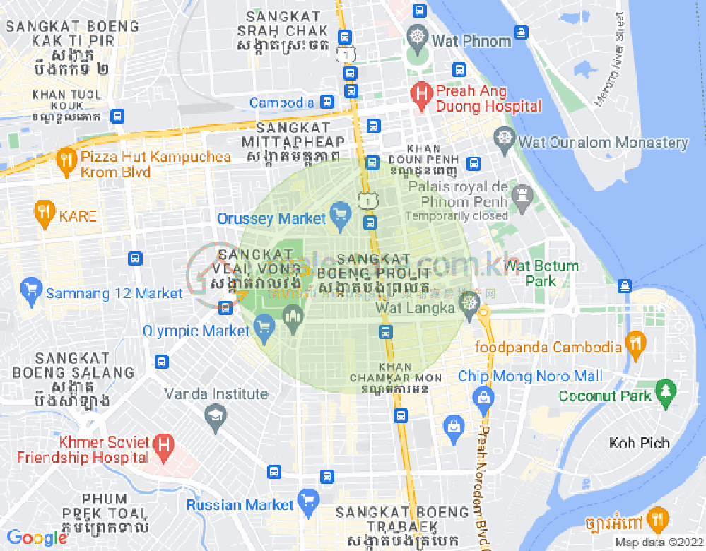 Mapa: Boeung Prolit, 7 Makara, Phnom Penh