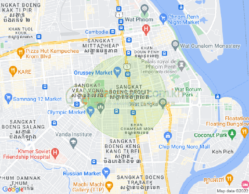 Mapa: Boeung Prolit, 7 Makara, Phnom Penh