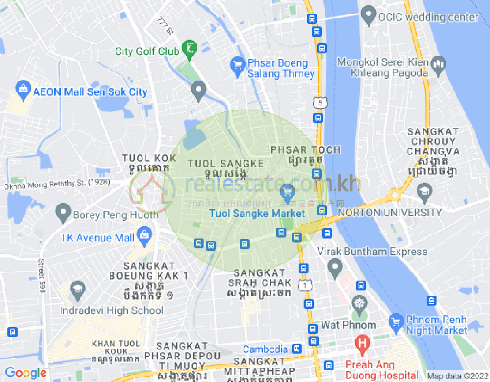 Mapa: Tuol Sangkae 1, Russey Keo, Phnom Penh