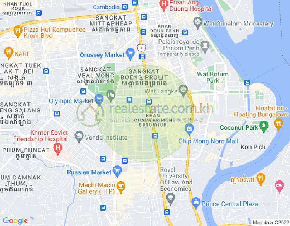 万景岗2分区（BKK2), 波哥堪, 金边地图