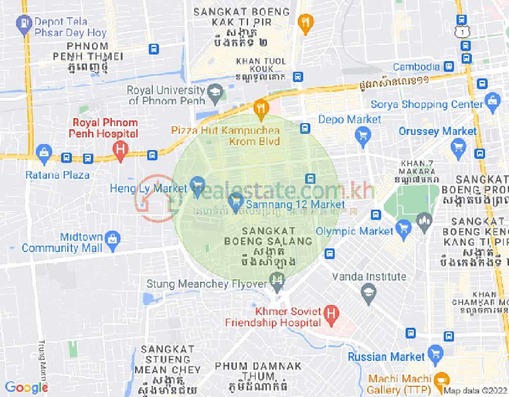 Tuek L'ak 2区, 堆谷区, 金边地图