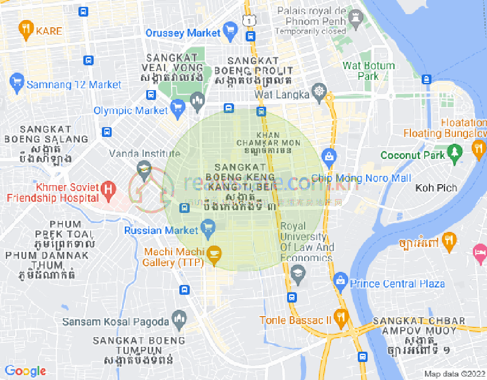 Carte de BKK 3, Boeng Keng Kang, Phnom Penh