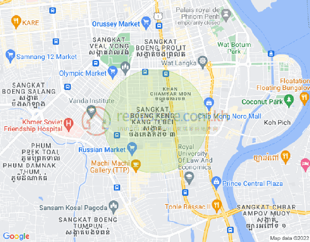 万景岗3分区（BKK3), 波哥堪, 金边地图