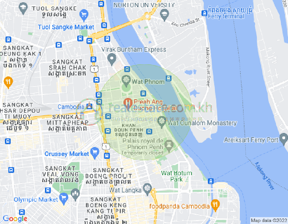 旧街市分区, 隆边区, 金边地图