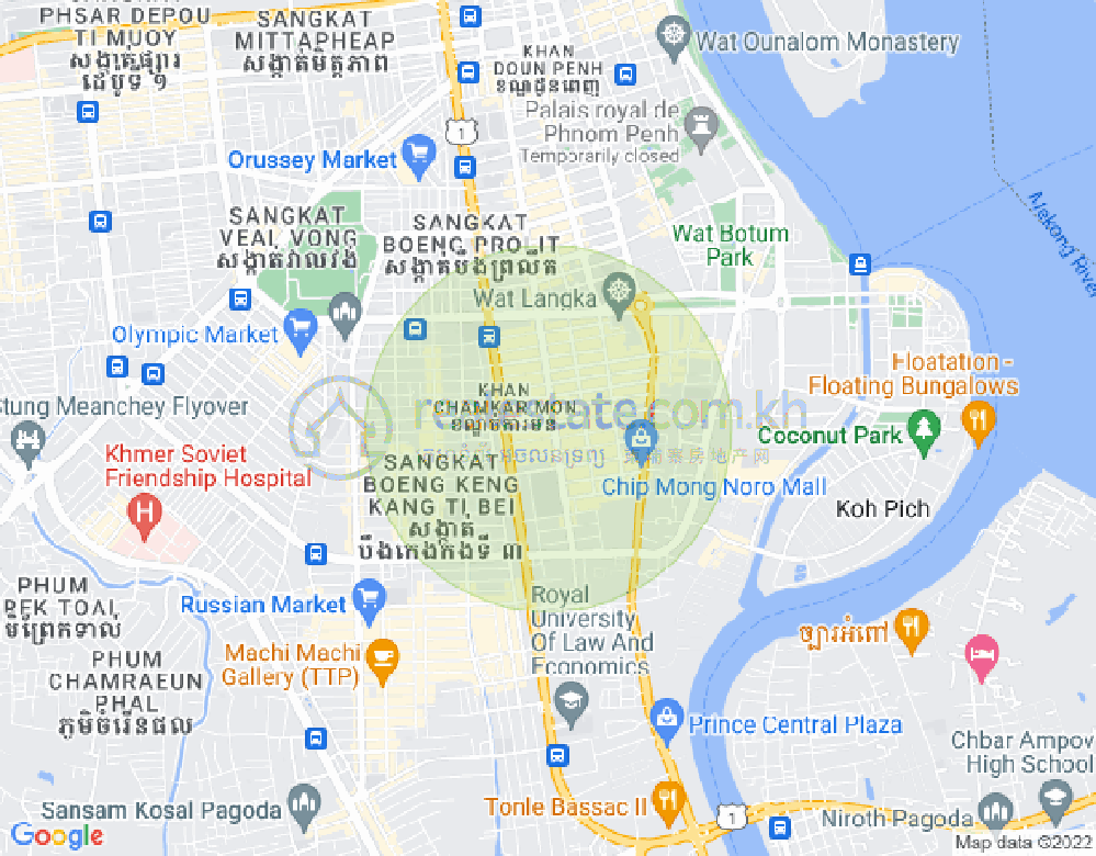 Mapa: BKK 1, Boeng Keng Kang, Phnom Penh