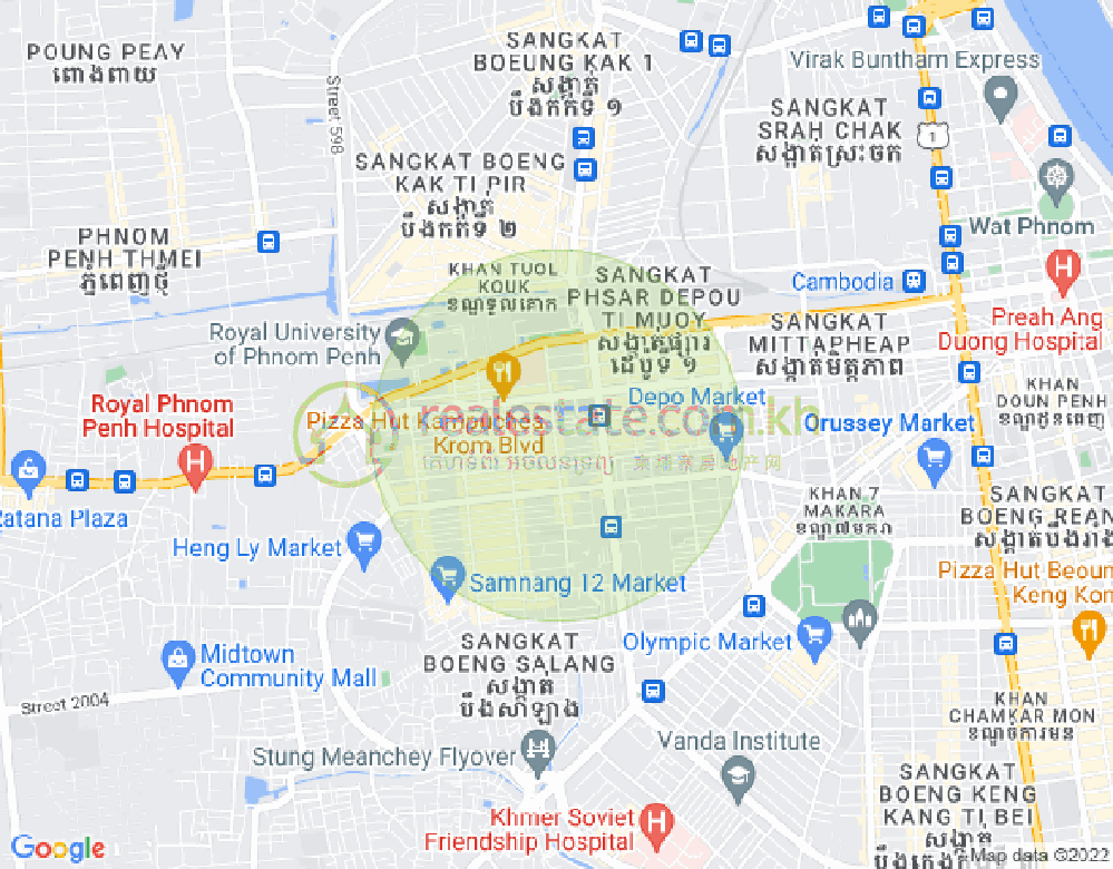 Carte de Tuek L'ak 1, Toul Kork, Phnom Penh
