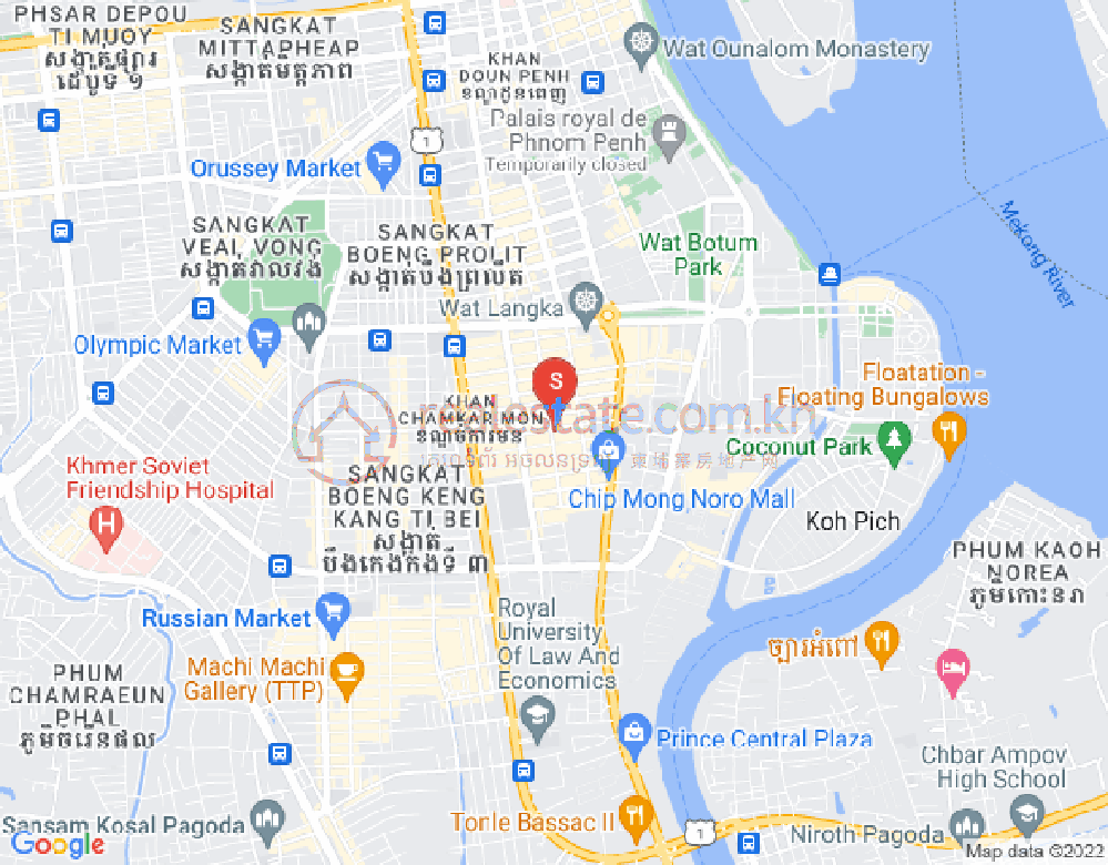 万景岗1分区（BKK1), 波哥堪, 金边地图
