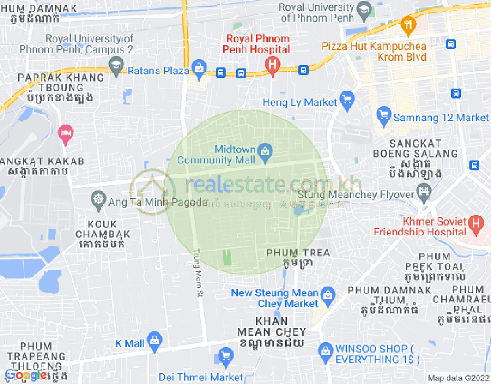 Ou Baek K'am村, 森速区, 金边地图