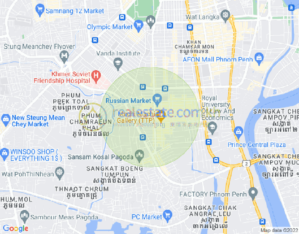 トゥールトンポン1, チャムカモン, プノンペンの地図
