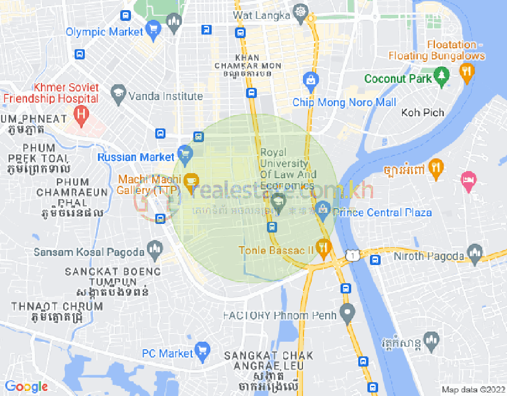 ボエントラベク, チャムカモン, プノンペンの地図