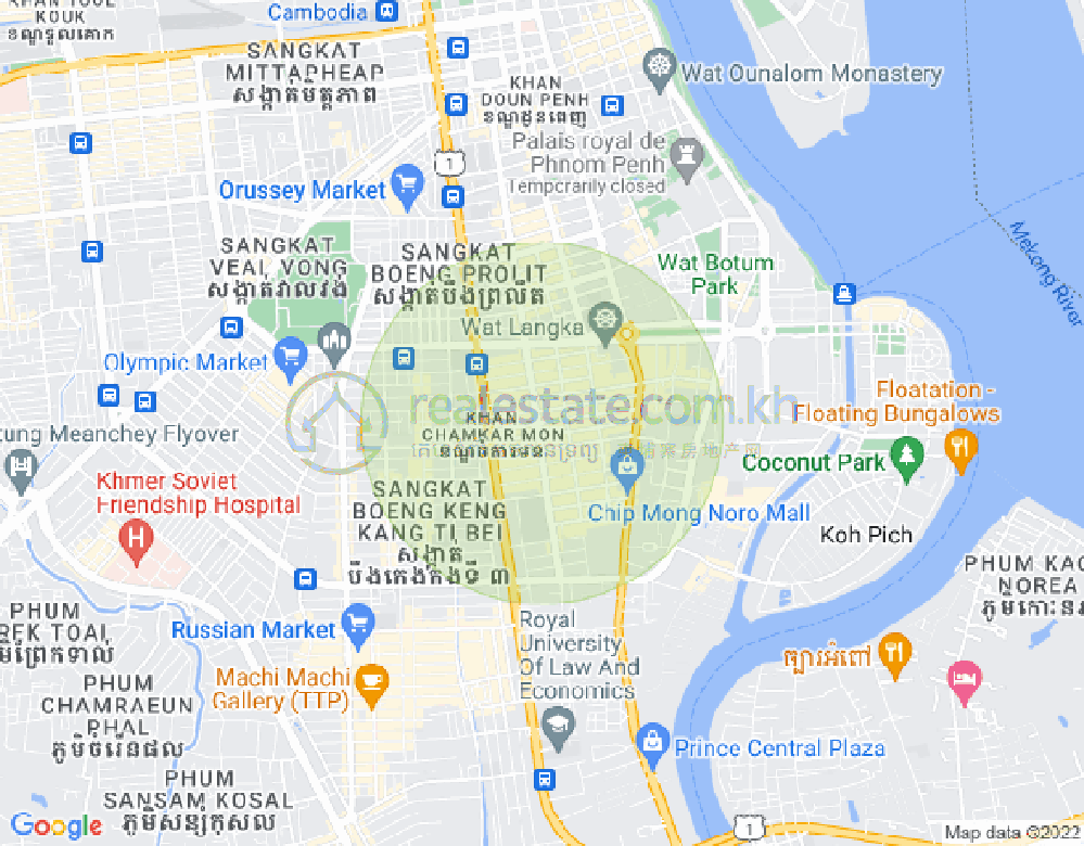 万景岗1分区（BKK1), 波哥堪, 金边地图