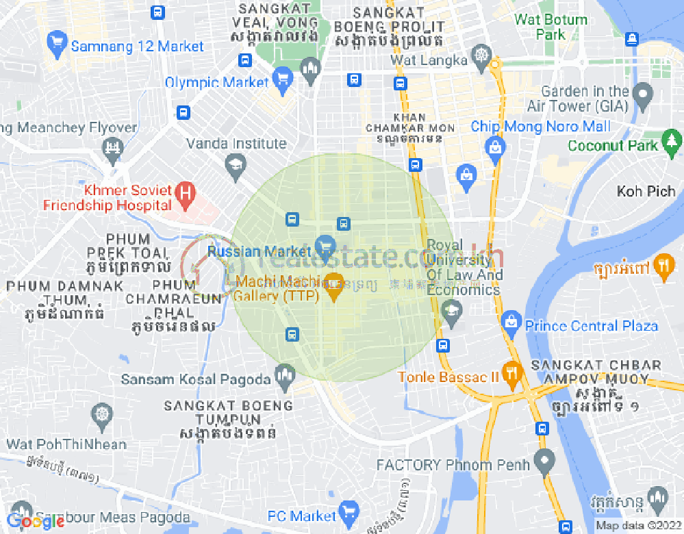 Map of Toul Tum Poung 1, Chamkarmon, Phnom Penh