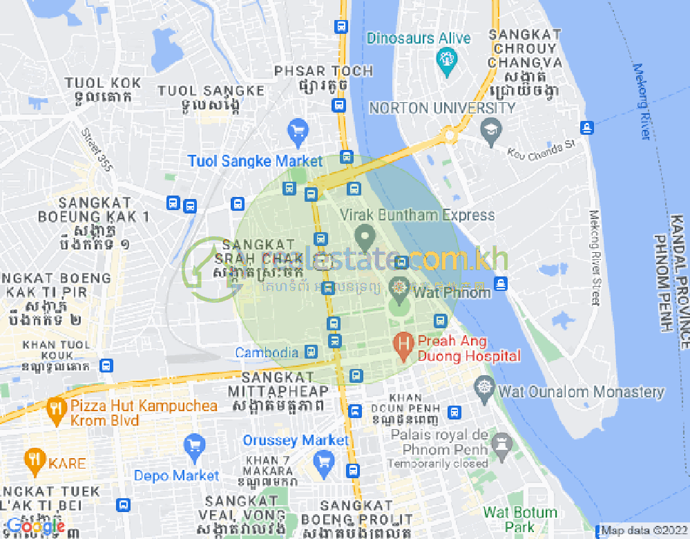 Map of Wat Phnom, Daun Penh, Phnom Penh