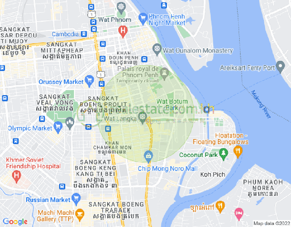 Map of Chakto Mukh, Daun Penh, Phnom Penh
