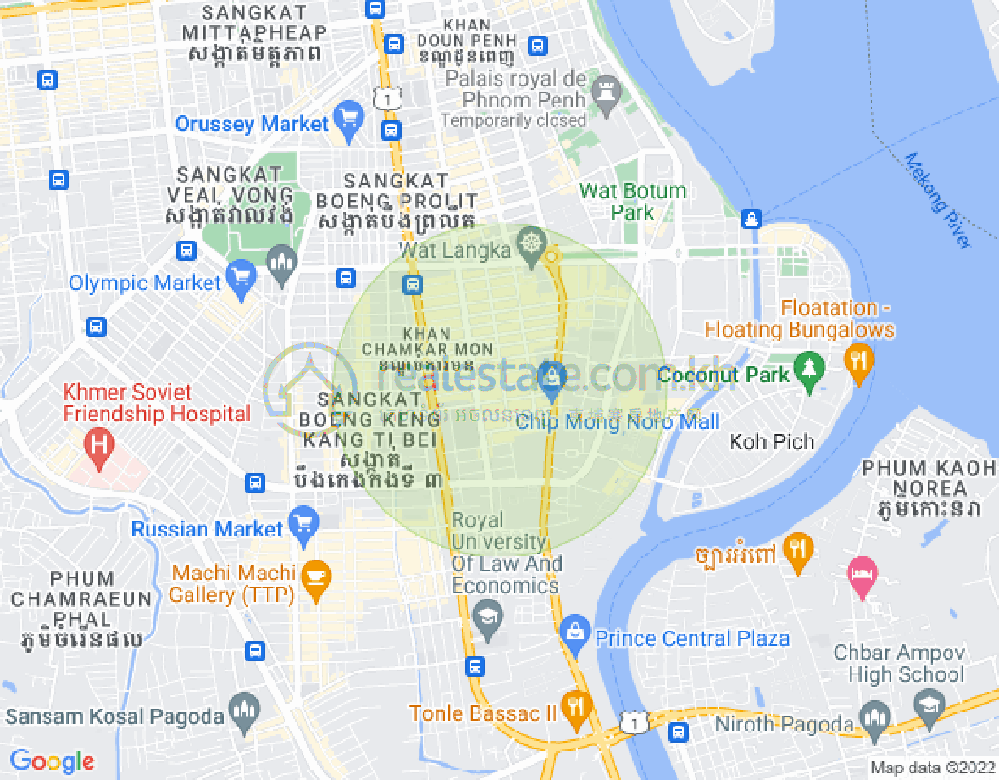 万景岗1分区（BKK1), 波哥堪, 金边地图