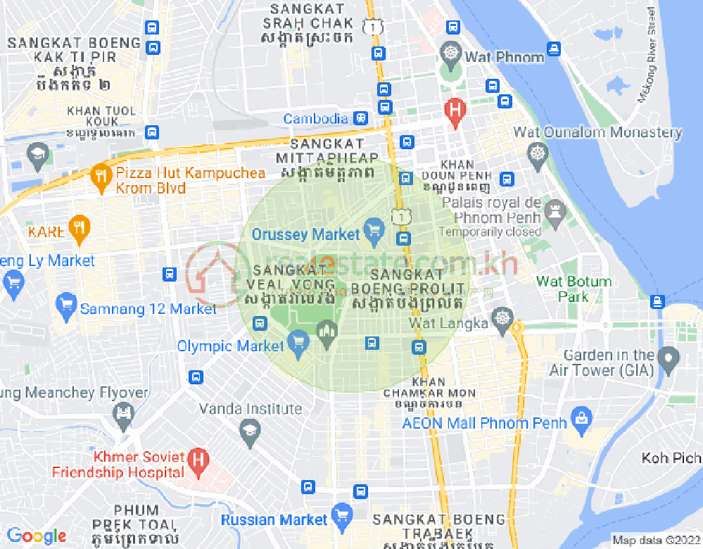 Carte de Boeung Prolit, 7 Makara, Phnom Penh