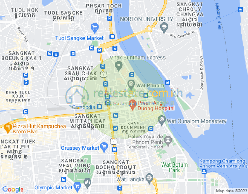 ワットプノン, ドーンペン, プノンペンの地図
