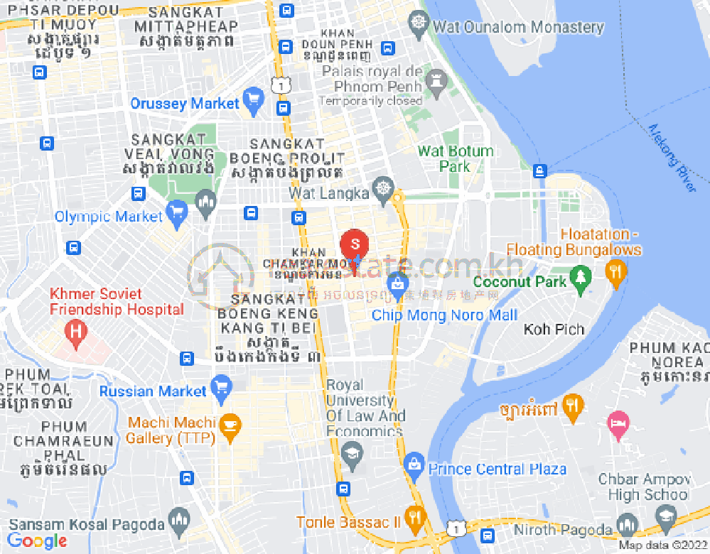 万景岗1分区（BKK1), 波哥堪, 金边地图