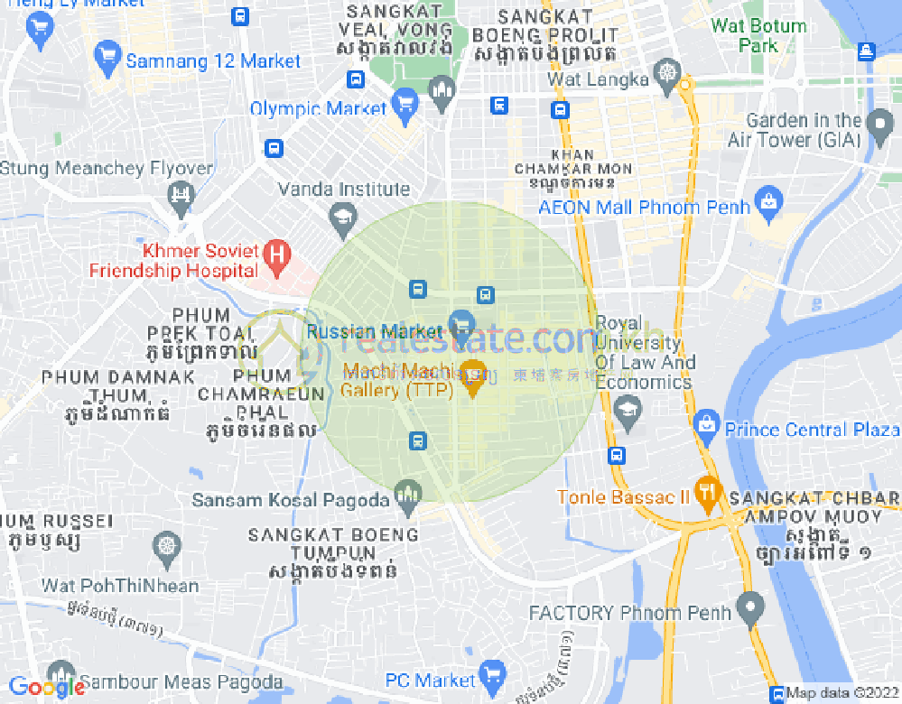 Map of Toul Tum Poung 1, Chamkarmon, Phnom Penh