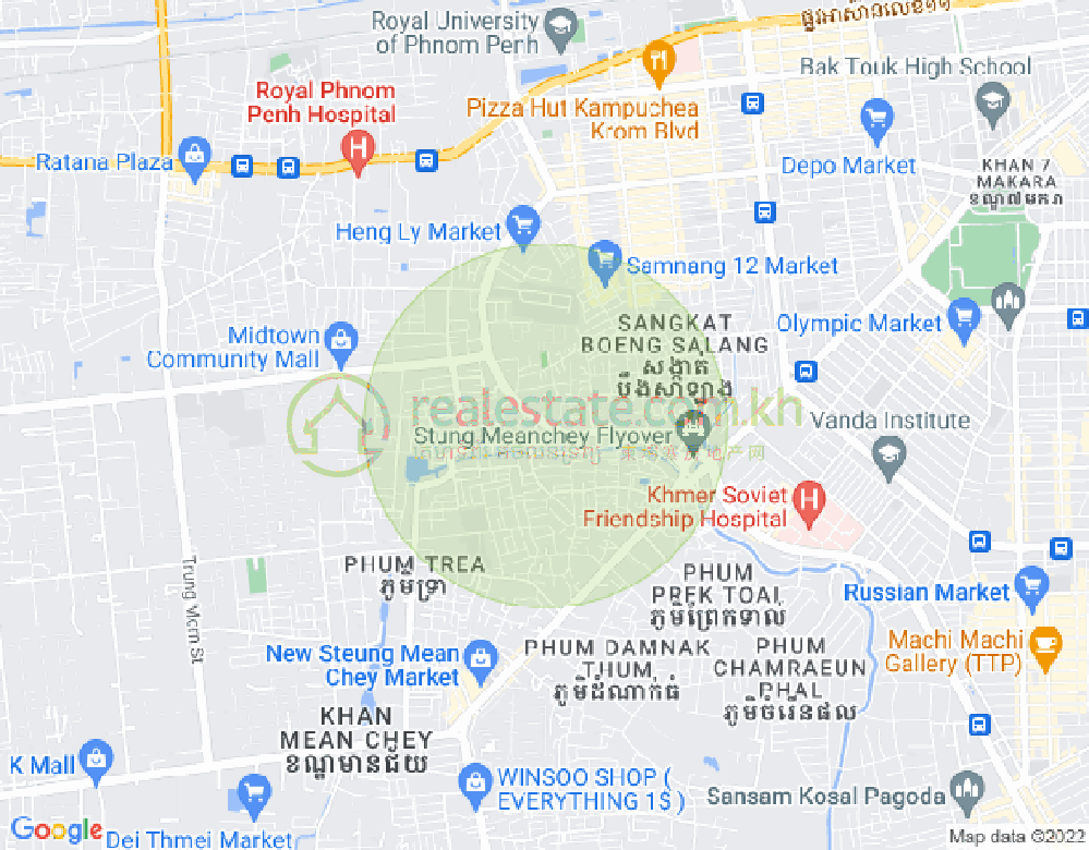 コーククリアン, センソック, プノンペンの地図
