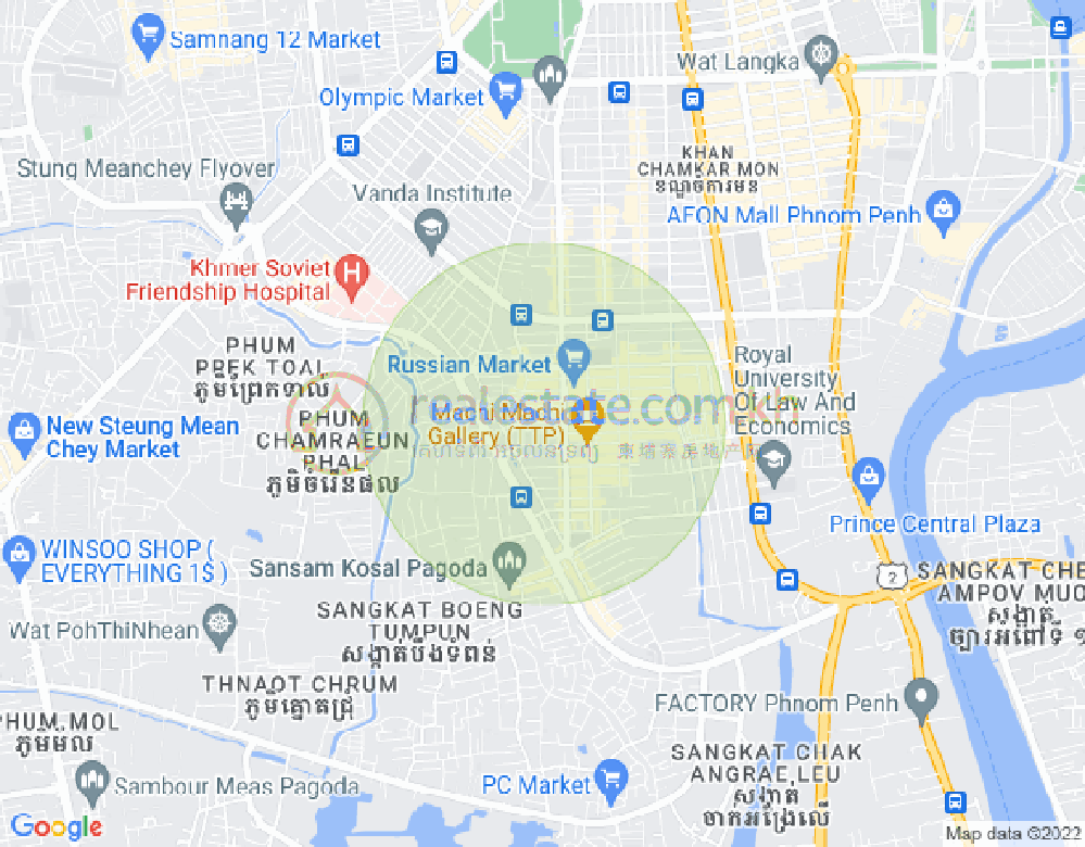 Map of Toul Tum Poung 1, Chamkarmon, Phnom Penh