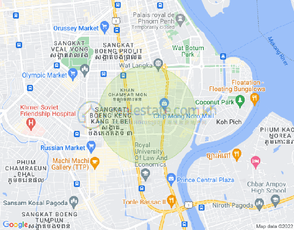 万景岗1分区（BKK1), 波哥堪, 金边地图