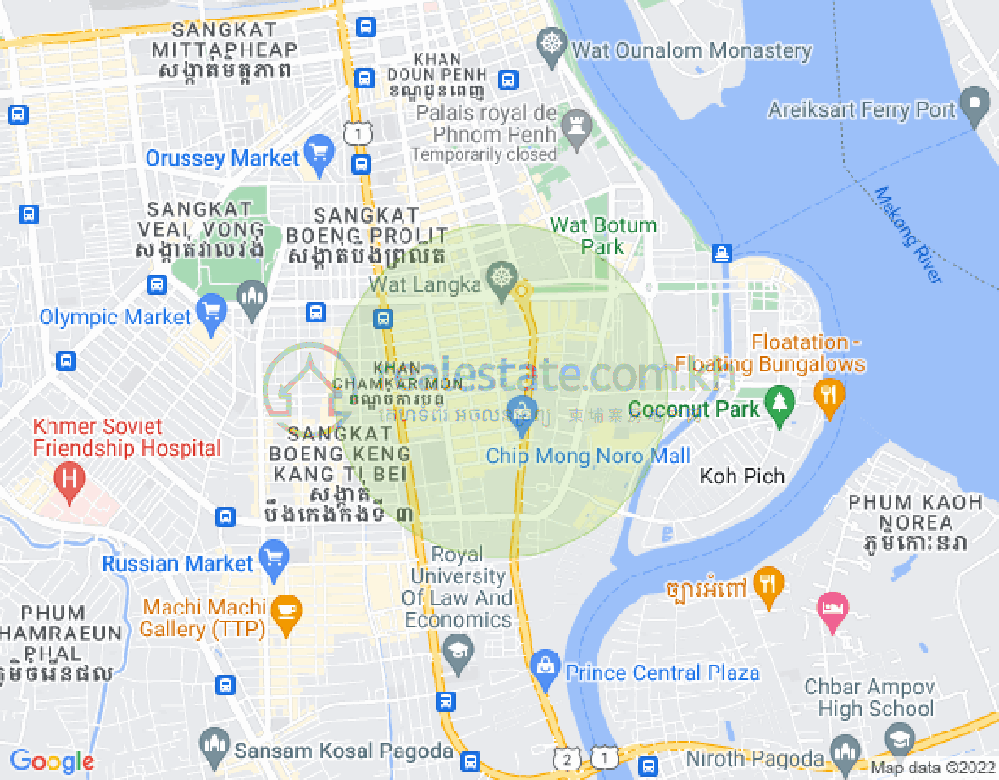 万景岗1分区（BKK1), 波哥堪, 金边地图