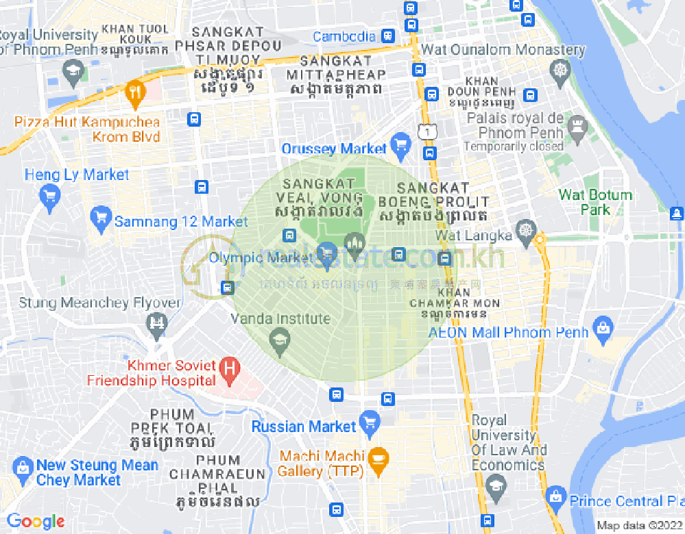 Map of Olympic, Boeng Keng Kang, Phnom Penh