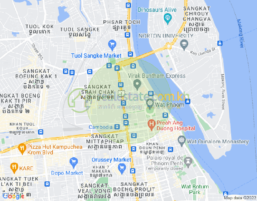 Mapa: Srah Chak, Daun Penh, Phnom Penh