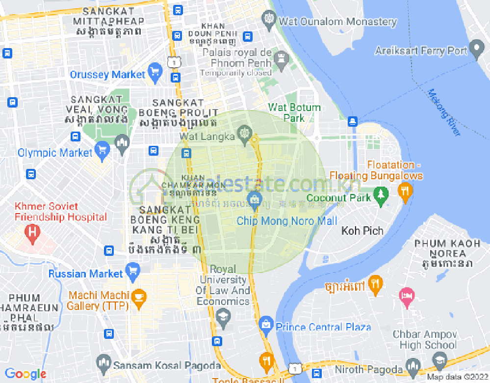 トンレバサック, チャムカモン, プノンペンの地図