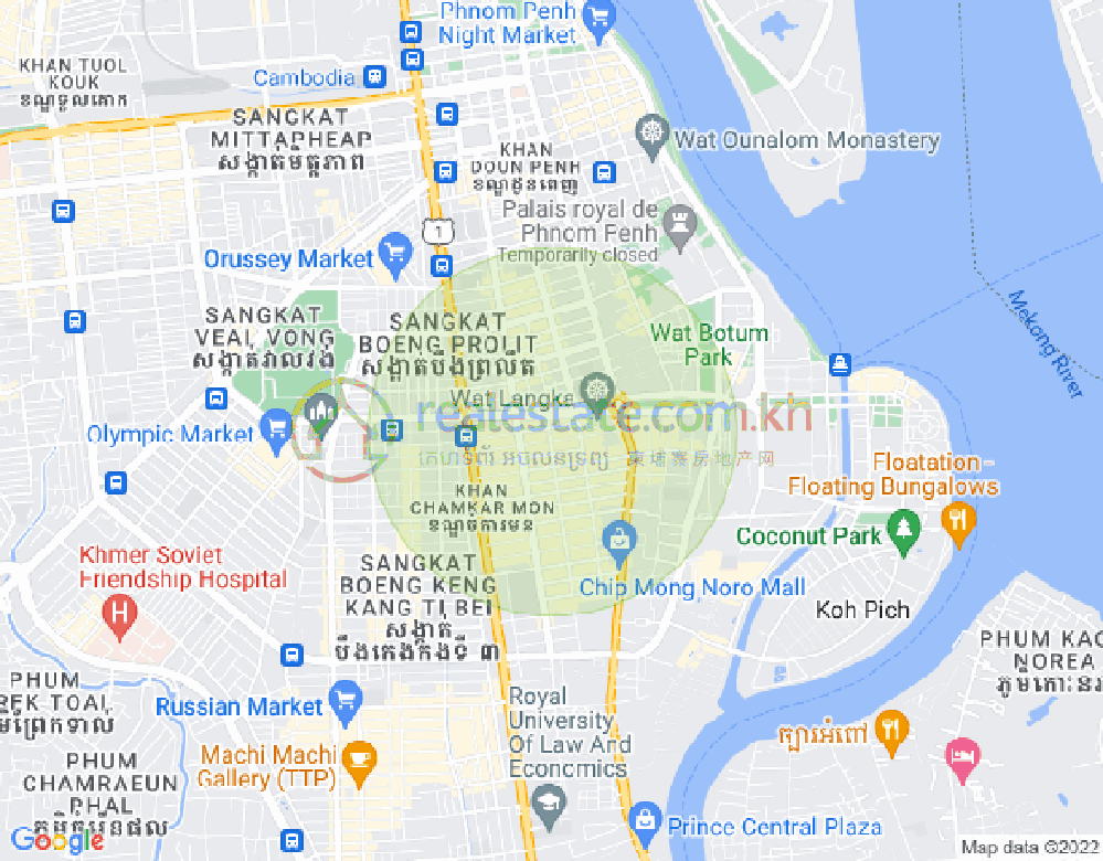 Mapa: BKK 1, Boeng Keng Kang, Phnom Penh